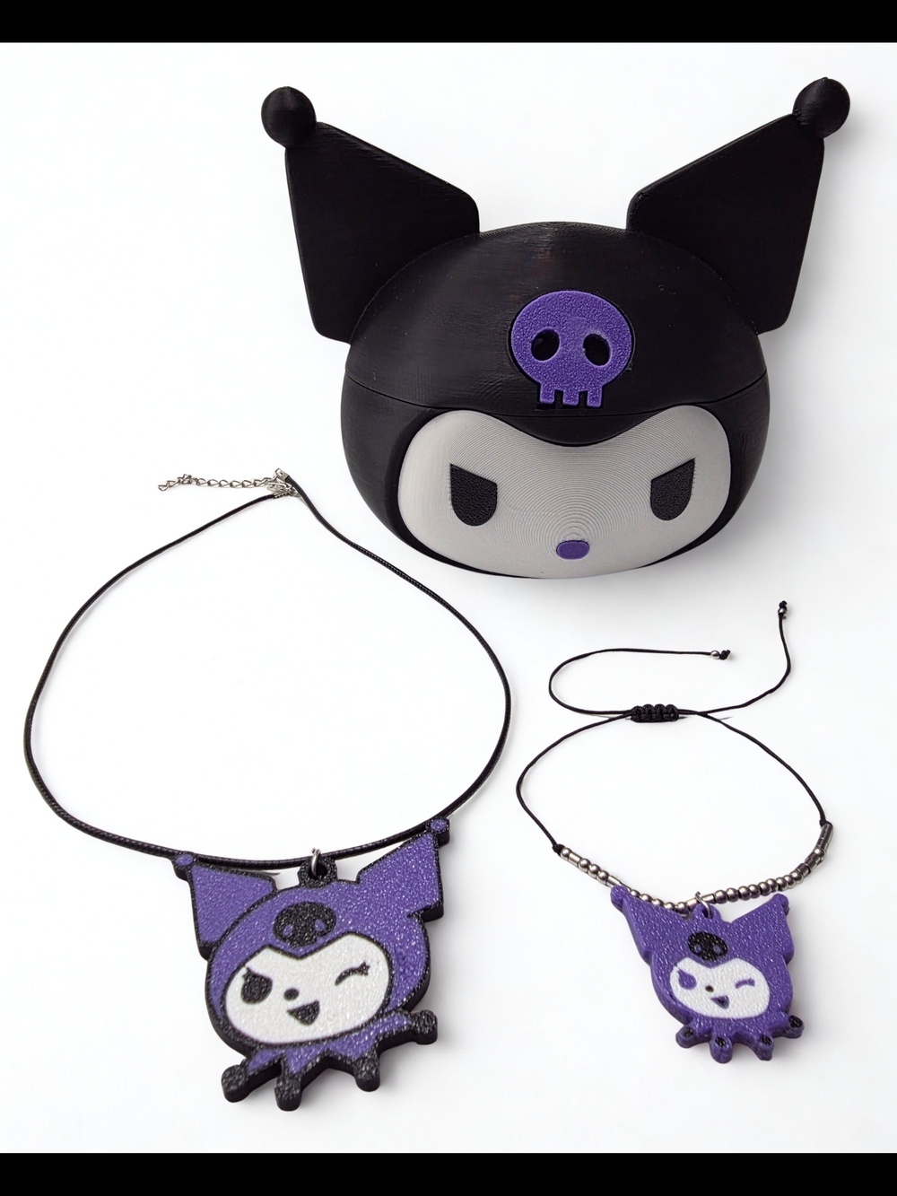 Kuromi Inspired Purple & Black Character Jewelry Set